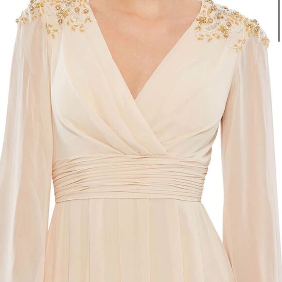 Mac Duggal Ivory Gown with Embellished Shoulders - Picture 3 of 15